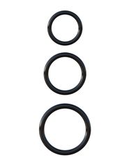 Набор из трех черных эрекционных колец Silicone 3-Ring Stamina Set - 