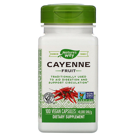 Nature's Way, Cayenne Fruit, 40,000 SHU/g, 100 Vegan Capsules