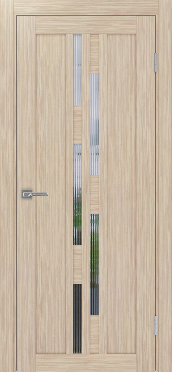 Дверь межкомнатная Оптима Порте Турин 551.121, цвет беленый дуб, экошпон, стекло мору