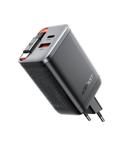 Зарядное устройство ACEFAST A111 PD67W Gan Charger 2*USB-C+USB-A With Retractable Cable с кабелем, черный