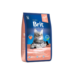 Сухой корм для стерилизованных кошек BRIT PREMIUM с лососем и курицей "Cat Sterilised Salmon&Chicken", 8кг