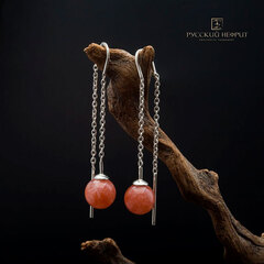 Серьги-протяжки Luna. Серебро, джамбульский халцедон