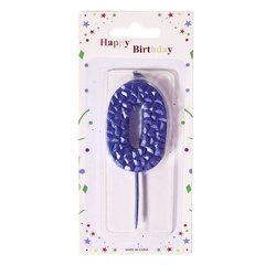 
          Свеча для торта Alingar, 5-6 см, на пике, "Цифра 0", цвет синий перламутр, блистер с европодвесом