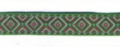 Тесьма жаккард, 9370, ш. 1,8 см, зелёный с белым