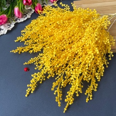 Букет весенний, мимоза, искусственная зелень, цвет Желтый, слегка пушистый, 40 см, набор 2 букета