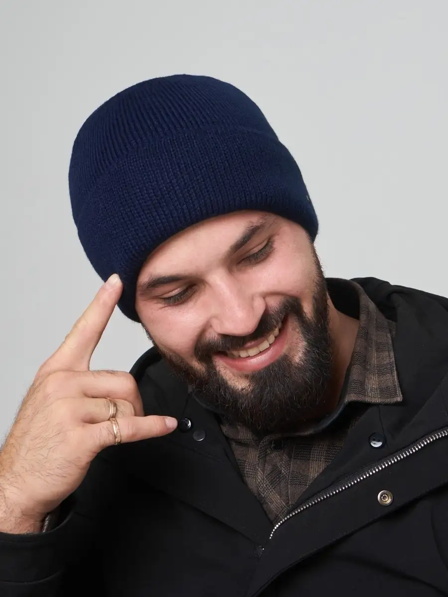 Шапка мужская зимняя шерстяная вязаная с подкладкой утеплителем из флиса, зимние мужские шапки