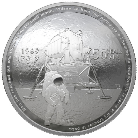 Канада 2019, 25 долларов, 1 унция, серебро. 50-летие высадки на Луну