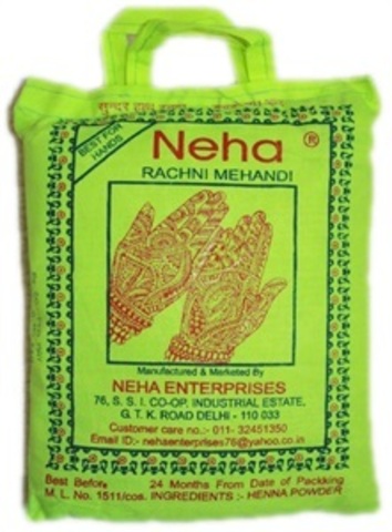 RACHNI MEHANDI, Neha Herbals (Порошок хны для мехенди, Нэха Хербалс), 250 г. (тканевый мешочек)