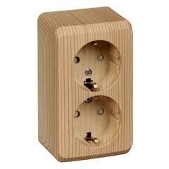 Schneider Electric ЭТЮД Сосна Розетка 2-местная открытая установка с заземляющими контактами со шторками PA16-008D