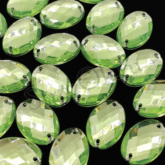 Купить пришивные стразы оптом зеленые акрил Oval Peridot