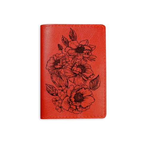 Обложка на паспорт "С цветами", красная
