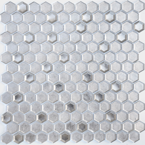 Мозаика LeeDo: Alchimia - Argento grani hexagon 30х30x0,6 см (чип 23x13x6 мм)