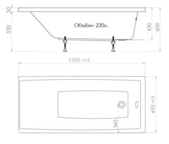 ВАННА АКРИЛОВАЯ TRITON ДЖЕНА 160х70 с ножками