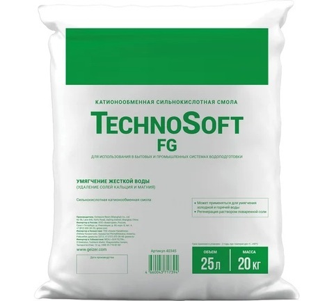 Катионообменная сильнокислотная смола TechnoSoft FG (25л/20кг)