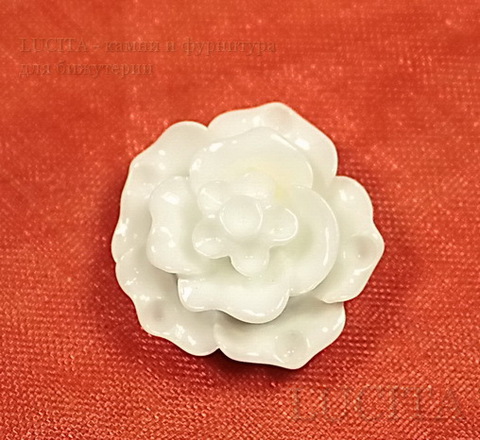 Кабошон акриловый "Роза", цвет - белый, 20 мм ()
