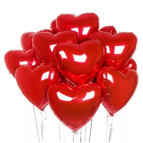 Красные воздушные шары сердца из фольги