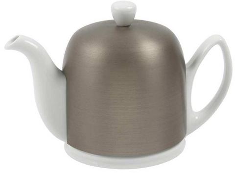 Фарфоровый заварочный чайник на 4 чашки с цинковой крышкой, белый, артикул 216412,