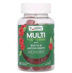 Yumvs, Мультивитамины для подростков с биотином и антиоксидантами, малина, 60 жевательных таблеток