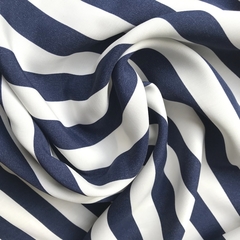 Ткань вискоза в широкую темно-синюю полоску 3254