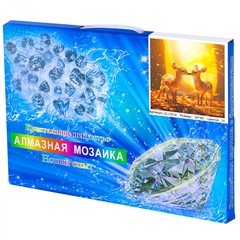 
          Алмазная мозаика Alingar, на подрамнике, с полным заполнением, (глянц) дизайн рамка, 30х40 см, 20 цветов, "Оленята"