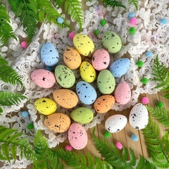 Пасхальный декор, Яйцо разноцветное из пенопласта, 3*4 см и 3,5*2,5 см, набор 20 шт.