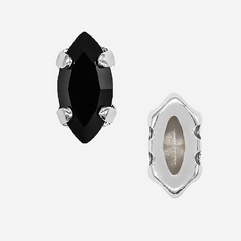 Кристалл Маркиз (Marquise Fancy Stone) в цапах, оттенок "Черный"/"Jet", 8*4мм, родирование