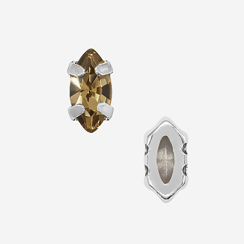 Кристалл Маркиз (Marquise Fancy Stone) в цапах, оттенок "Светло-дымчатый Топаз"/"Light Smoked Topaz", 6*3мм, родирование