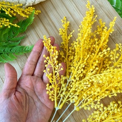 Букет весенний, мимоза, искусственная зелень, цвет Желтый, слегка пушистый, 40 см, набор 2 букета