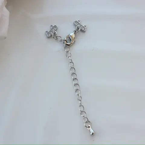 Замочек карабин с коннектором 10*5 мм для многорядных колье, 2 нити, родий. З107