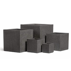 Кашпо TREEZ Effectory - Stone - Куб - Тёмно-серый камень