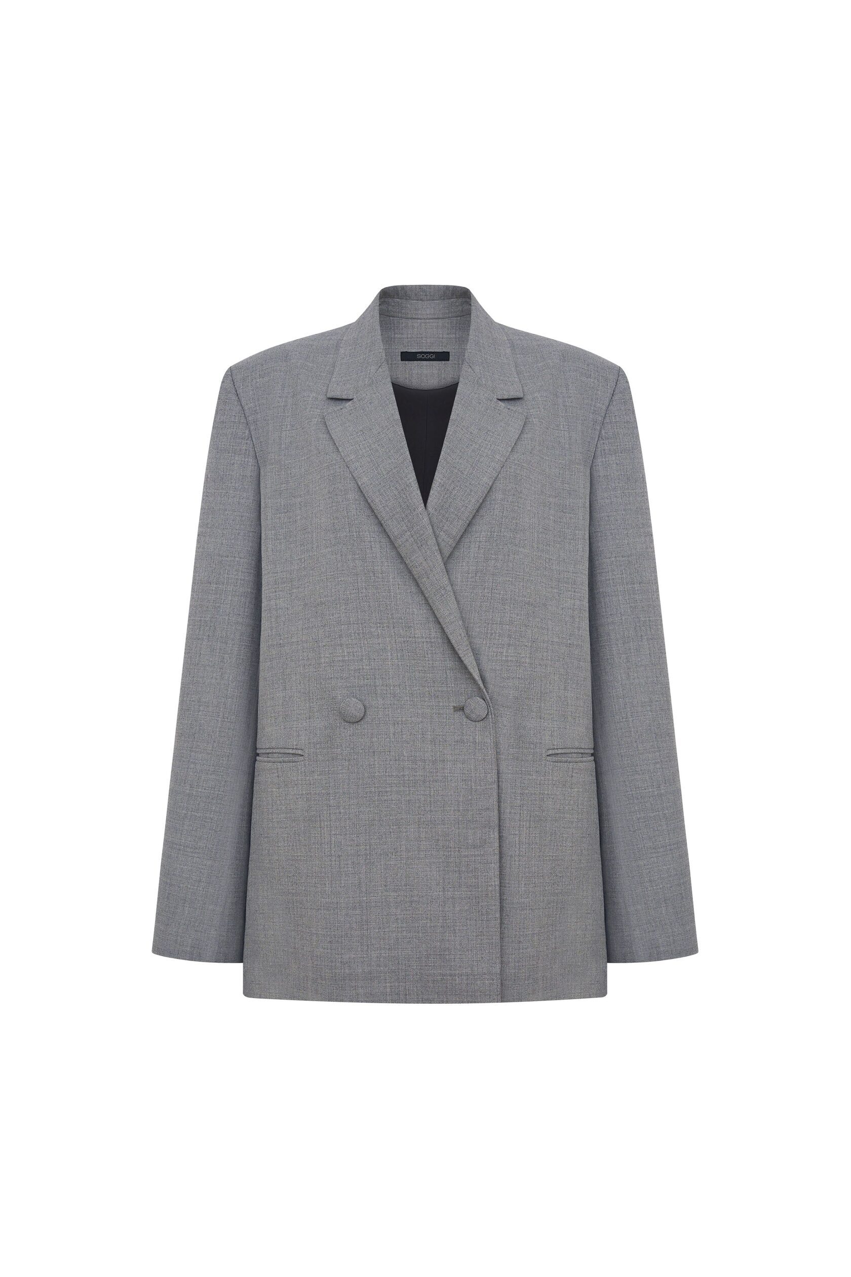 Жакет двубортный серый