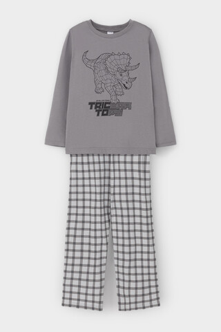 пижама  для мальчика  К 1600/холодный серый,клетка