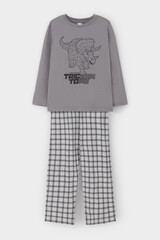 пижама  для мальчика  К 1600/холодный серый,клетка