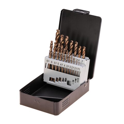 Набор сверл по металлу 1-10мм 19шт DIN338 HSSE-Co5 Terrax by Ruko A215214