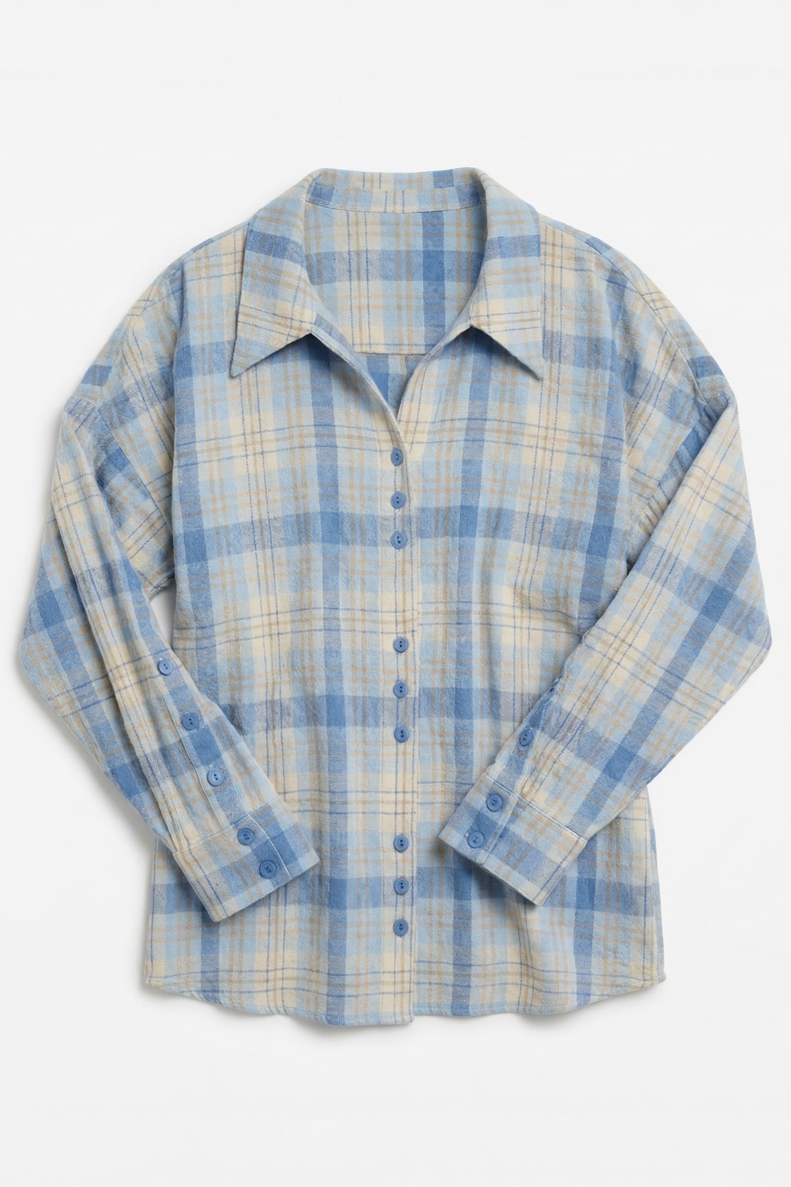 Рубашка в клетку оверсайз, голубой