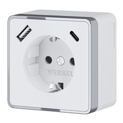 Розетка с заземлением, шторками и USB тип A+C Gallant белый W5071701