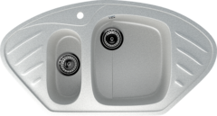 ULGRAN U-105  Угловая двухсекционная мойка с отверстием под смеситель