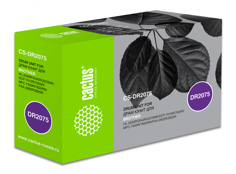 Фотобарабан (Drum-Unit) Cactus CS-DR2075 (DR-2075) черный для Brother DCP 7010, 7010l, 7010r, 7020, 7025, 7025r; FAX 2820, 2825, 2825r, 2920, 2920r; HL 2030, 2040, 2040r, 2050, 2070; MFC 7225, 7225n, 7420, 7420r, 7820 (12'000 стр.)