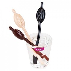 Коктейльные трубочки в виде вагины черный/бежевый/коричневый (9 шт.)