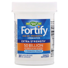 Nature's Way, Fortify, Age 50+ Probiotic + Prebiotics, Extra Strength, 30 Delayed-Release Veg. Capsules