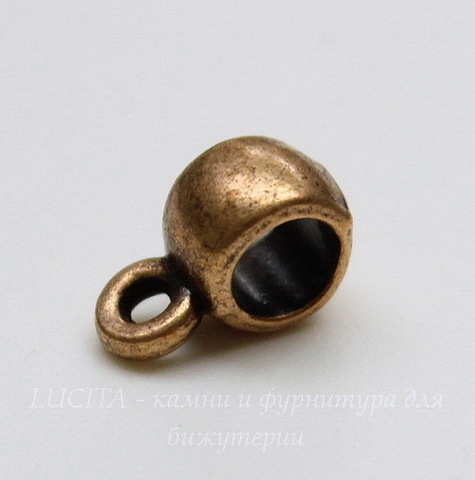 Бейл гладкий (цвет - античная медь) 9х4 мм, 5 штук
