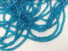 Бусины граненые Рондель, d 4 мм, 1 уп=10 нитей, 1 нить 45 см, тёмная бирюза