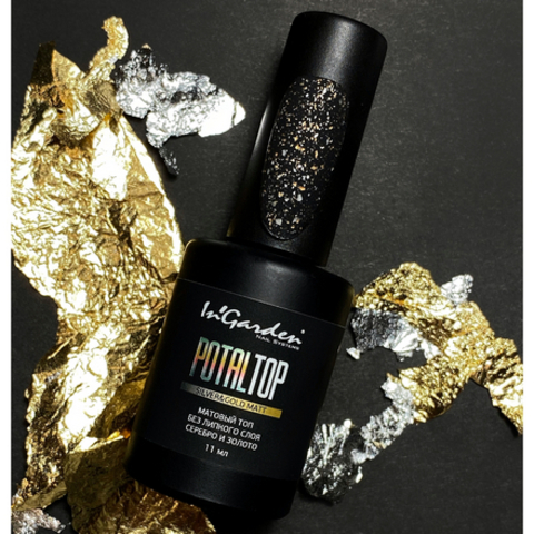 In'Garden Топ для гель-лака Potal Silver&Gold Matt, 11 мл