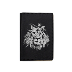 Обложка на паспорт "Белый лев", черная