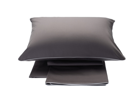 Постельное белье cемейное Сlaire&Caroll Lune темно-серое с белым кантом