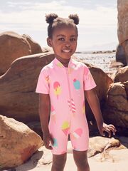 Купальник слитный на молнии для девочки Next AB7-029, Розовый