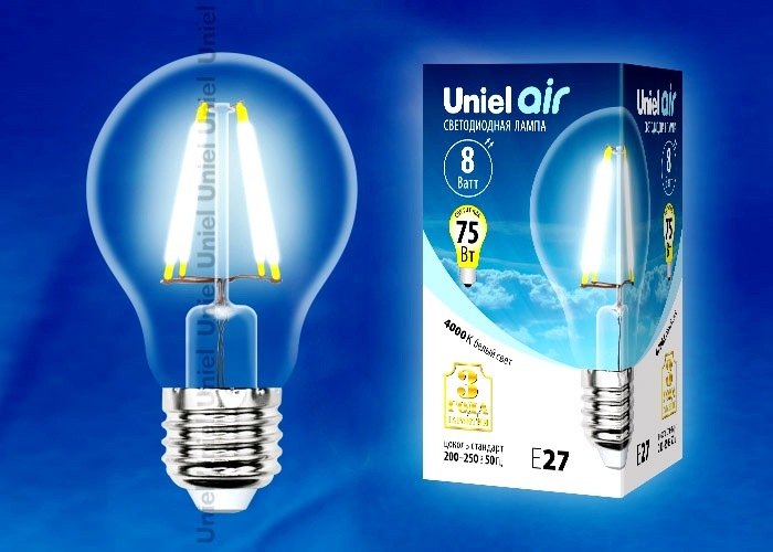Uniel Лампа LED-A60-8W/NW/E27/CL Air (белый свет)