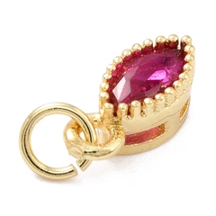 Подвеска с фианитом, форма лодочки, ярко-розовый, 9x4 мм, позолота, П437