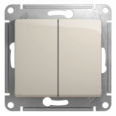 Переключатель двухклавишный, 10АХ. Цвет Молочный. Schneider Electric Glossa. GSL000965