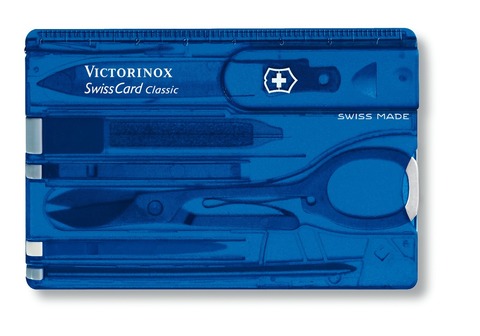 Швейцарская карта Victorinox SwissCard Classic Blue (0.7122.T2) синяя полупрозрачная - Wenger-Victorinox.Ru